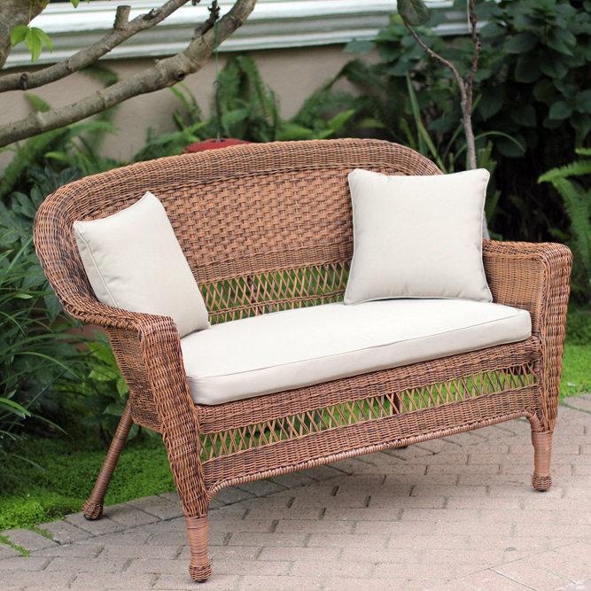 Bay Isle Home Armbruster 51'' Wide Outdoor Wicker Loveseat with